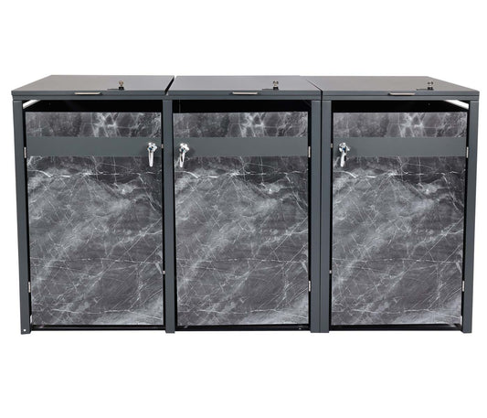 Cosmo Casa - 3-delige Vuilnisbakbekleding - Uitbreidbaar - Metaal - Donkere marmerlook