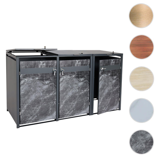 Cosmo Casa - 3-delige Vuilnisbakbekleding - Uitbreidbaar - Metaal - Donkere marmerlook