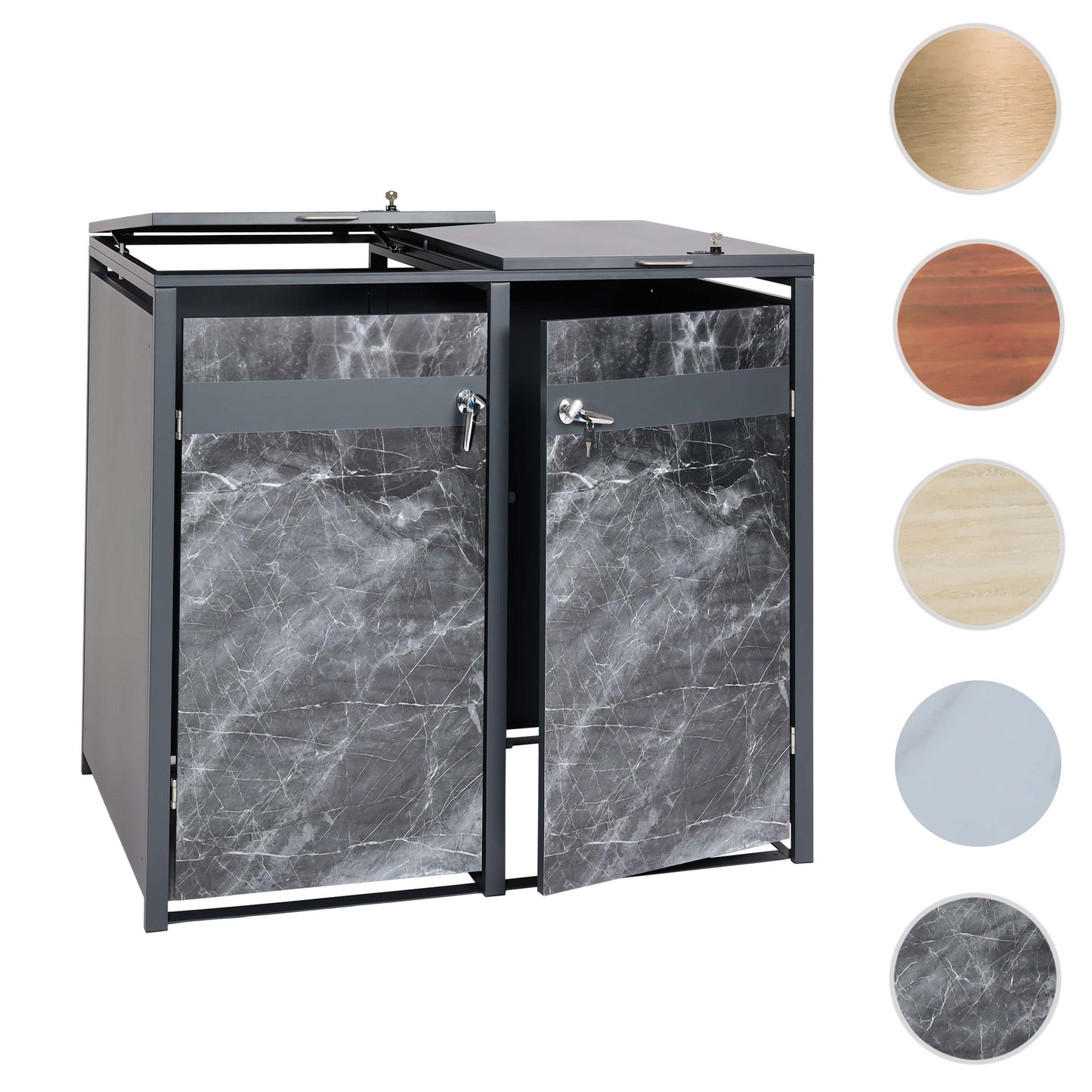 Cosmo Casa - Set van 2 Vuilnisbakbekleding - Uitbreidbaar - Metaal - Donkere marmerlook