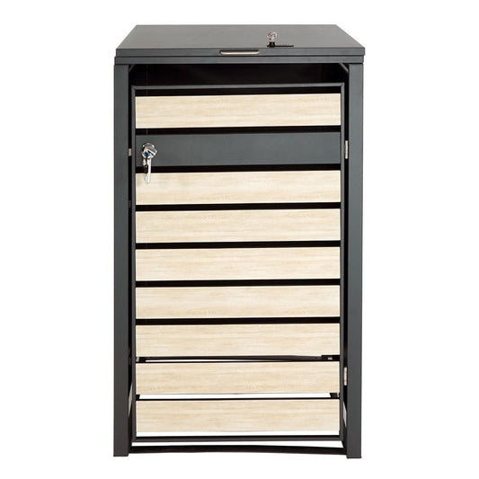 Cosmo Casa - XL Afvalcontainerbekleding - Containerbak - Metaal - 36 kg - Antraciet - Beukenhoutlook Lichtbruin
