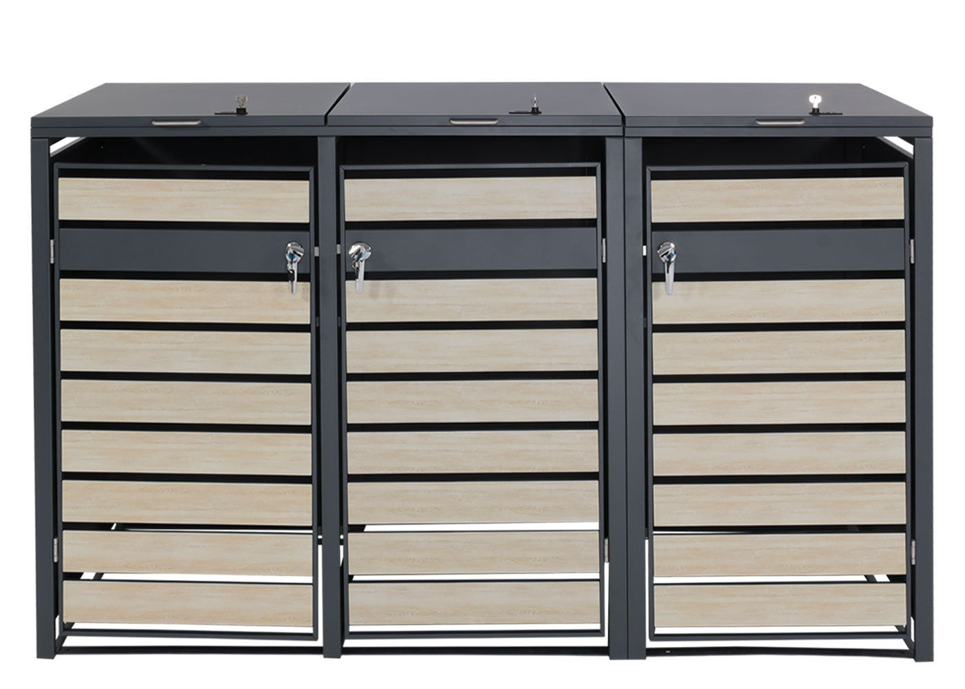 Cosmo Casa - XL Afvalcontainerbekleding - Afvalcontainerbak - Metaal - Antraciet & Beukenhoutlook - Lichtbruin / 95 kg