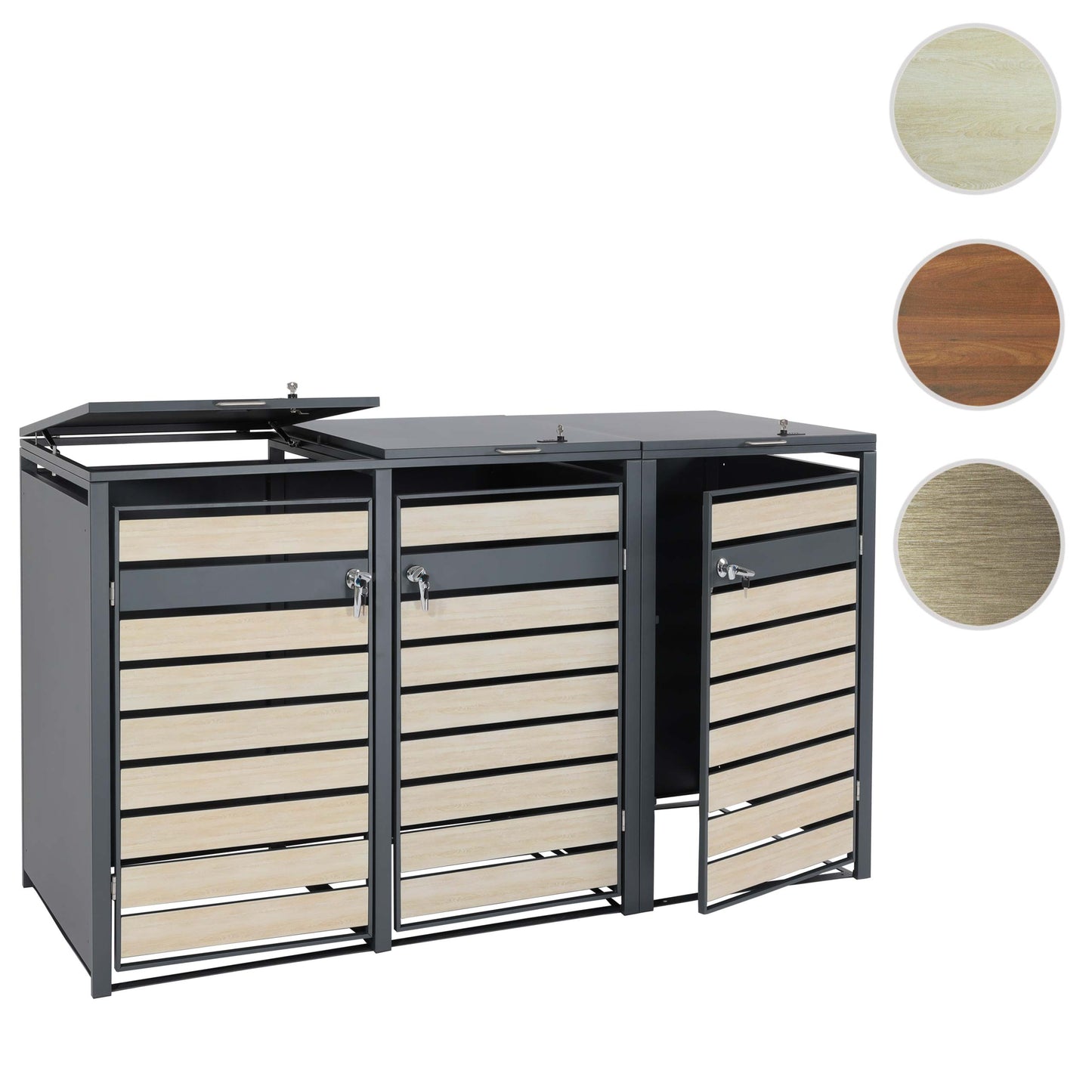 Cosmo Casa - XL Afvalcontainerbekleding - Afvalcontainerbak - Metaal - Antraciet & Beukenhoutlook - Lichtbruin / 95 kg