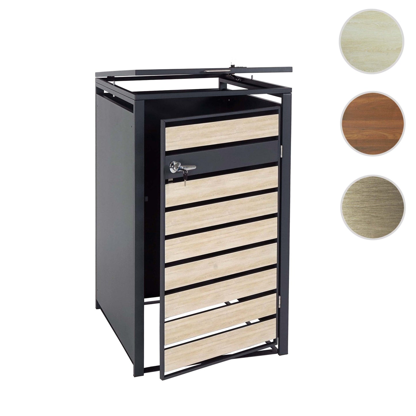 Cosmo Casa - XL Afvalcontainerbekleding - Containerbak - Metaal - 36 kg - Antraciet - Beukenhoutlook Lichtbruin