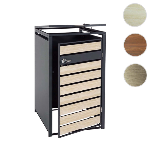 Cosmo Casa - XL Afvalcontainerbekleding - Containerbak - Metaal - 36 kg - Antraciet - Beukenhoutlook Lichtbruin