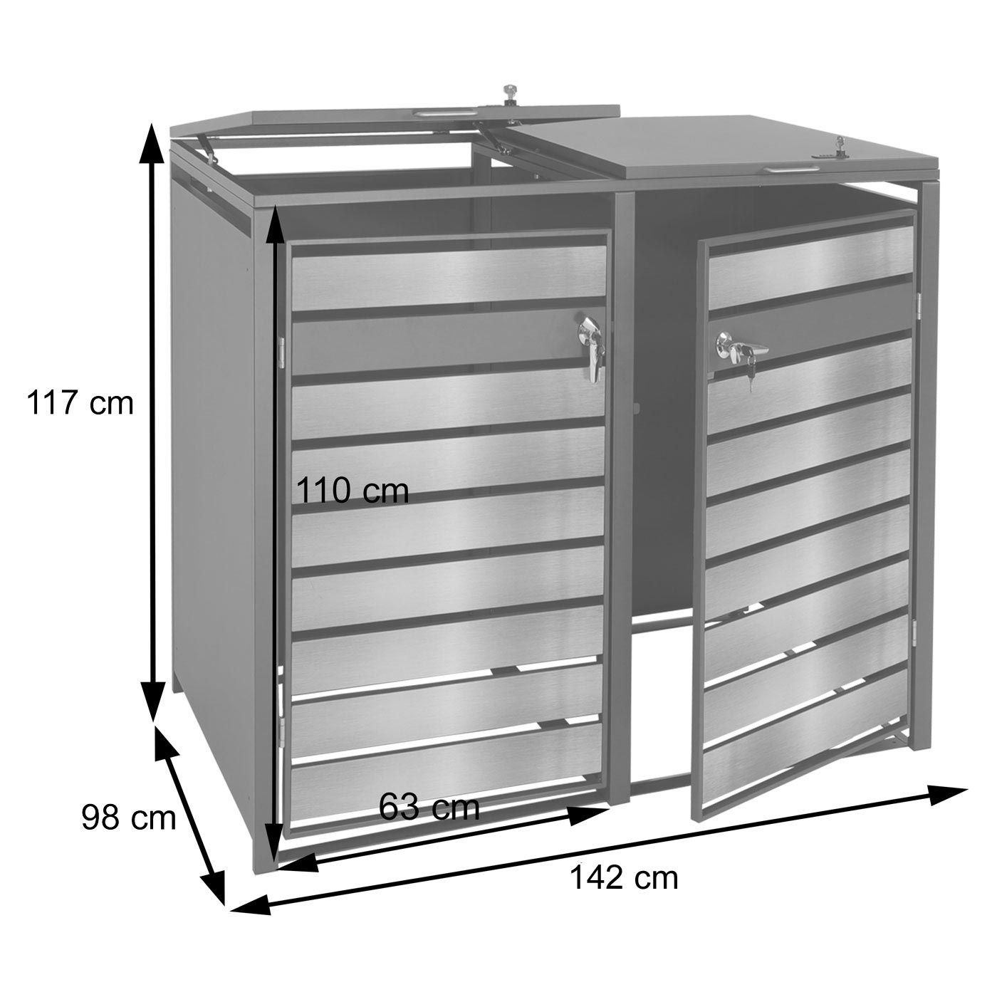 Cosmo Casa - XL Afvalcontainerbekleding - Containerbak - Metaal - 59 kg - Antraciet - Beukenhoutlook Lichtbruin