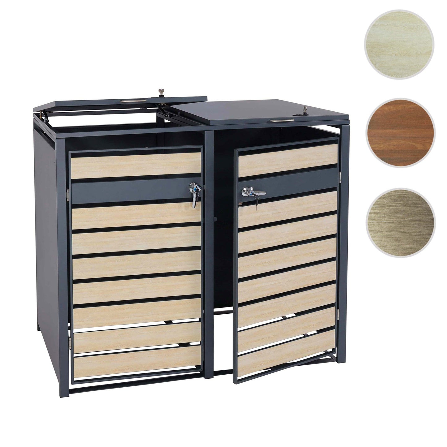 Cosmo Casa - XL Afvalcontainerbekleding - Containerbak - Metaal - 59 kg - Antraciet - Beukenhoutlook Lichtbruin