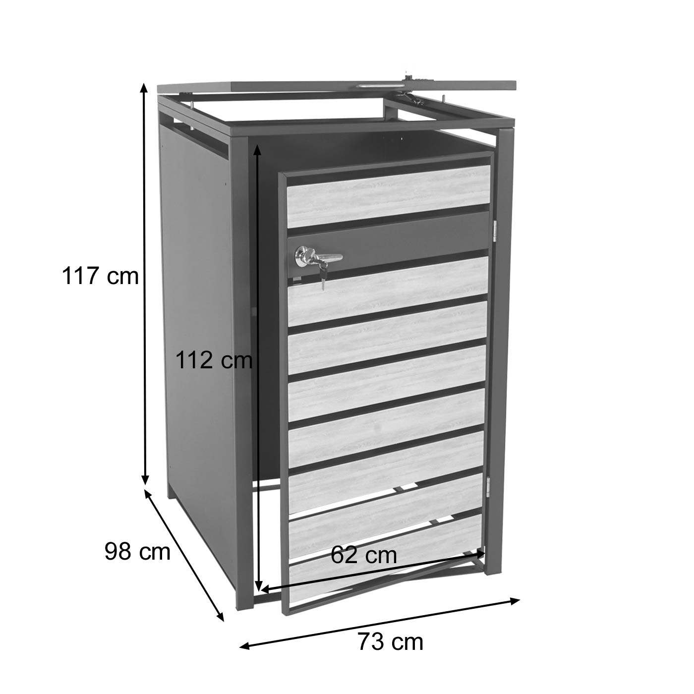 Cosmo Casa - XL Afvalcontainerbekleding - Containerbak - Metaal - 36 kg - Antraciet - Kersenhoutlook Donkerbruin