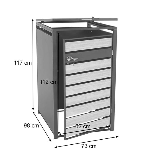Cosmo Casa - XL Afvalcontainerbekleding - Containerbak - Metaal - 36 kg - Antraciet - Kersenhoutlook Donkerbruin