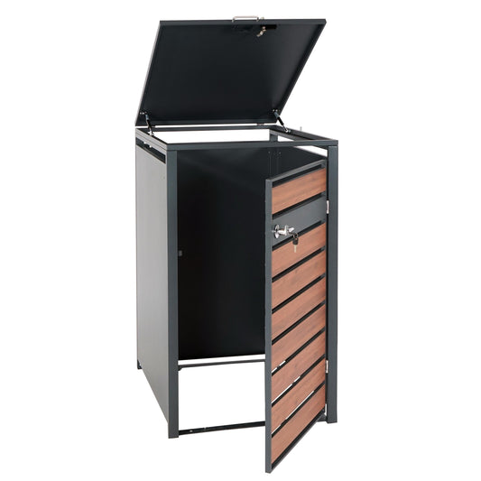 Cosmo Casa - XL Afvalcontainerbekleding - Containerbak - Metaal - 36 kg - Antraciet - Kersenhoutlook Donkerbruin