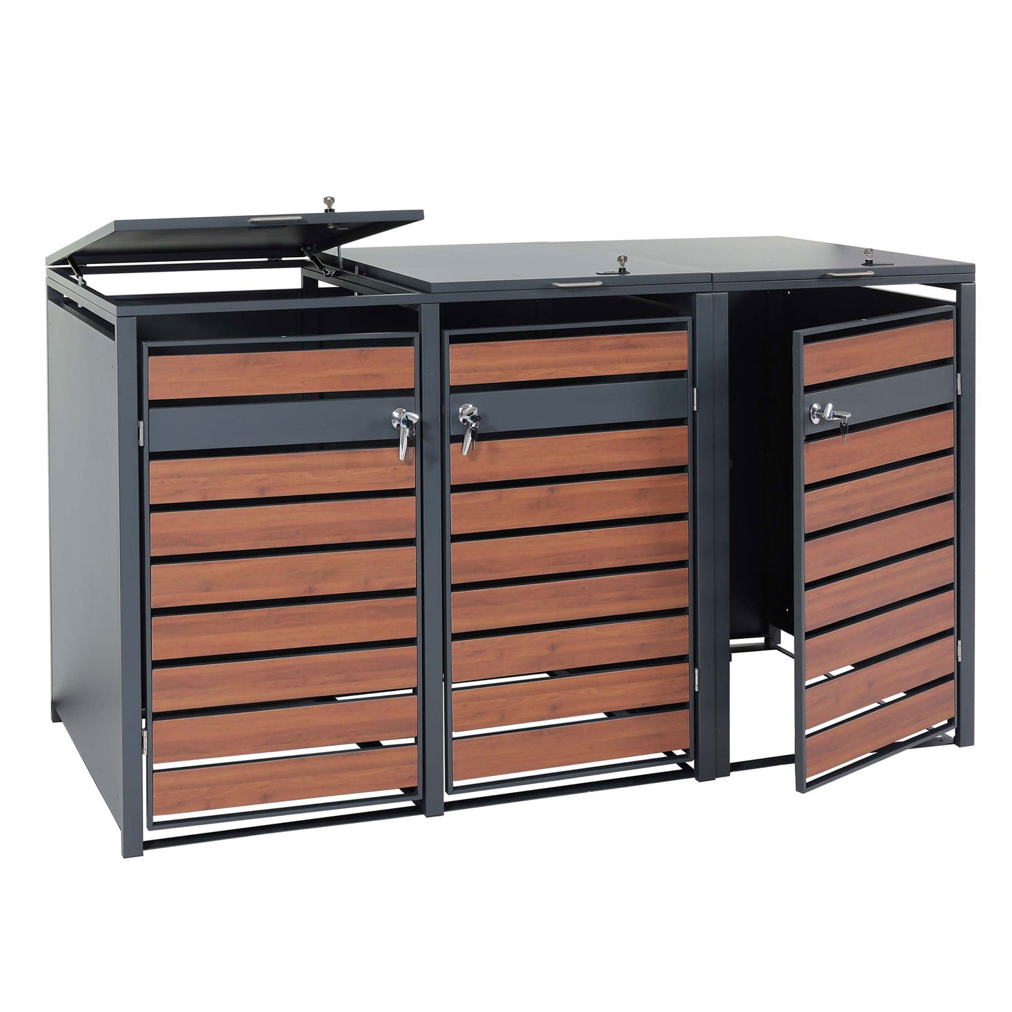 Cosmo Casa - XL Afvalcontainerbekleding - Afvalcontainerbak - Metaal - Antraciet & Kersenhoutlook - Donkerbruin / 95 kg