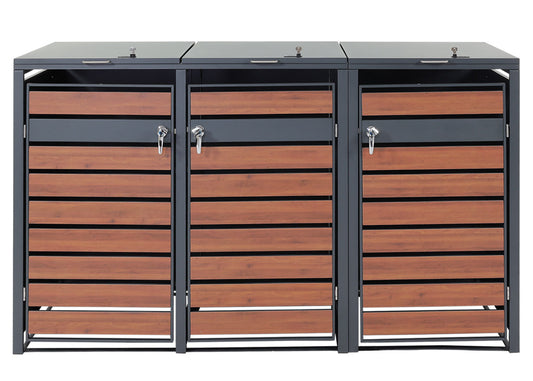 Cosmo Casa - XL Afvalcontainerbekleding - Afvalcontainerbak - Metaal - Antraciet & Kersenhoutlook - Donkerbruin / 95 kg