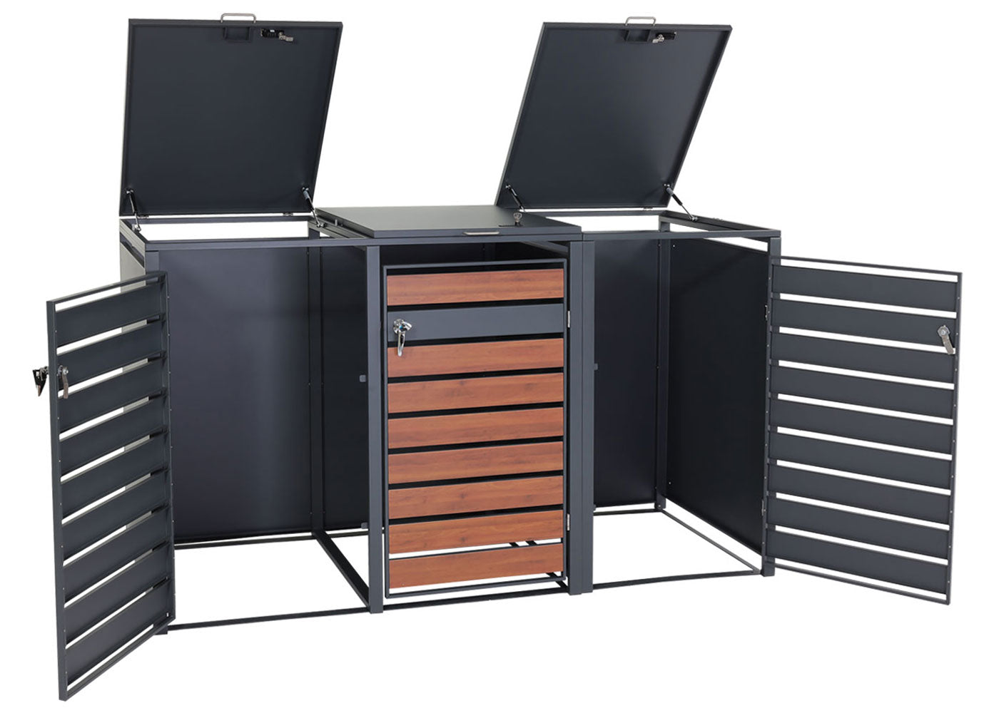 Cosmo Casa - XL Afvalcontainerbekleding - Afvalcontainerbak - Metaal - Antraciet & Kersenhoutlook - Donkerbruin / 95 kg