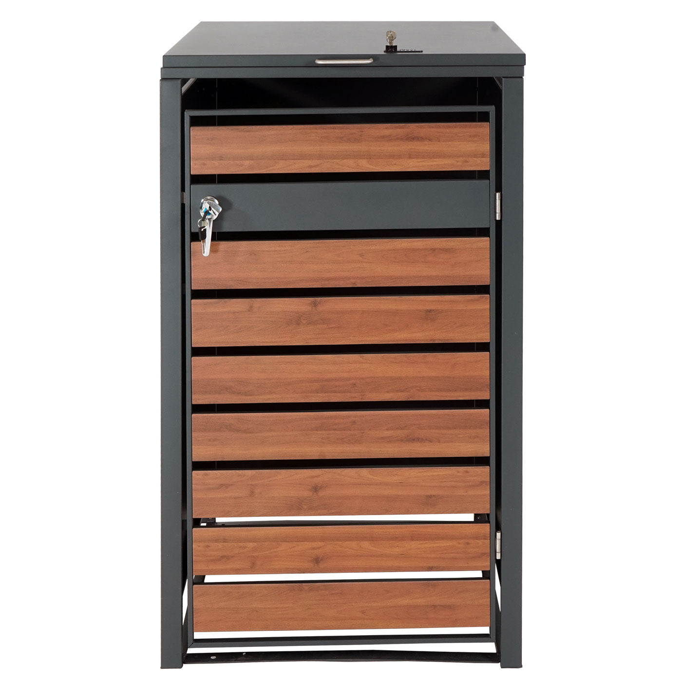 Cosmo Casa - XL Afvalcontainerbekleding - Containerbak - Metaal - 36 kg - Antraciet - Kersenhoutlook Donkerbruin