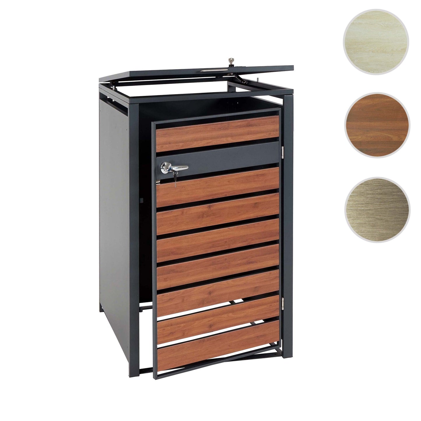 Cosmo Casa - XL Afvalcontainerbekleding - Containerbak - Metaal - 36 kg - Antraciet - Kersenhoutlook Donkerbruin