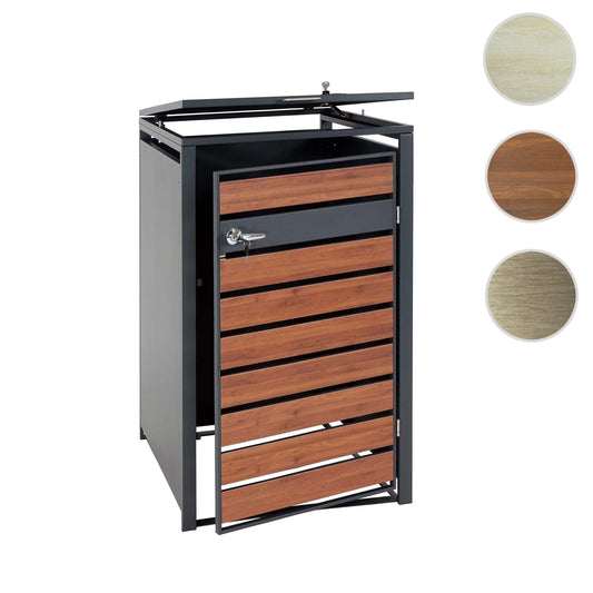 Cosmo Casa - XL Afvalcontainerbekleding - Containerbak - Metaal - 36 kg - Antraciet - Kersenhoutlook Donkerbruin
