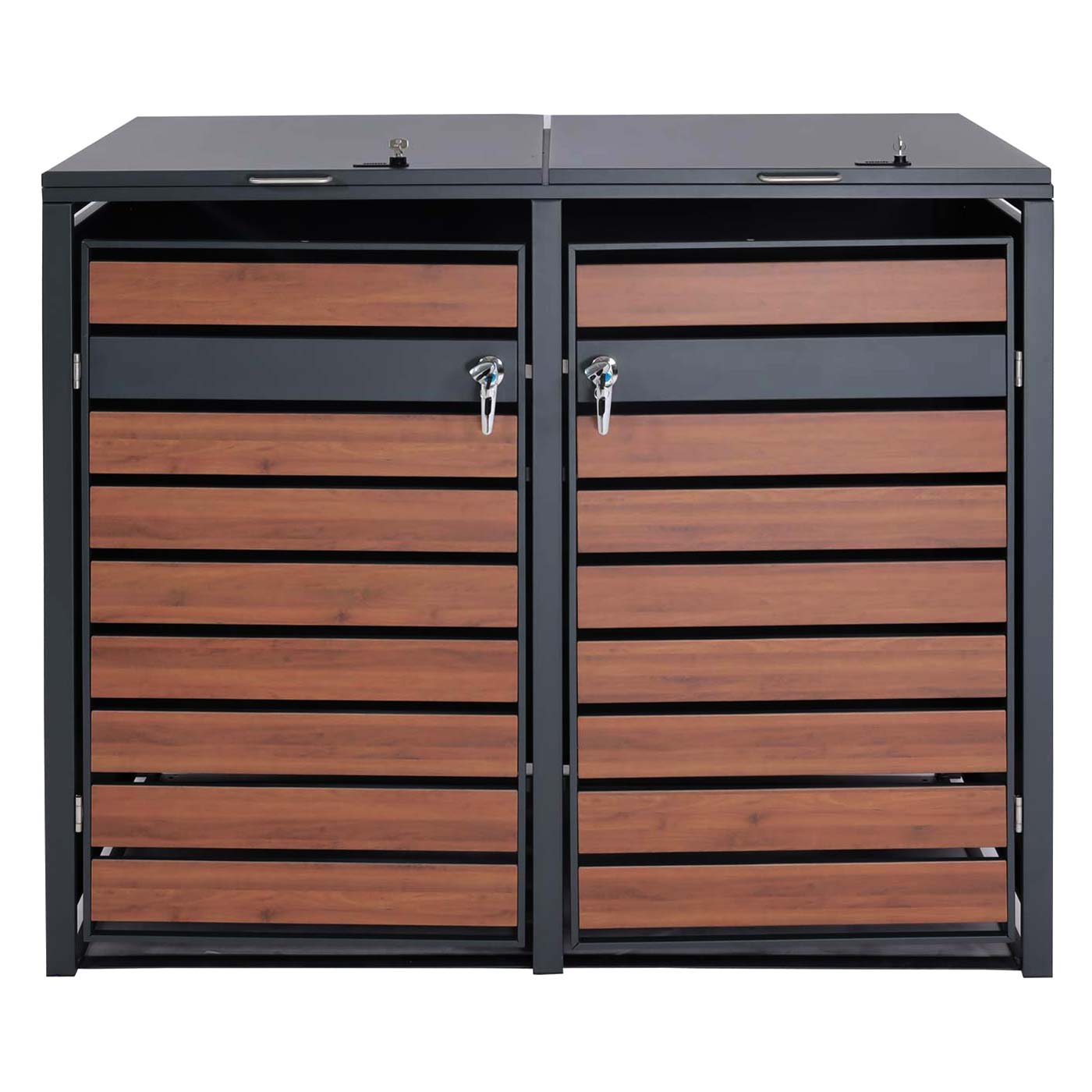 Cosmo Casa - XL Afvalcontainerbekleding - Containerbak - Metaal - 59 kg - Antraciet - Kersenhoutlook Donkerbruin