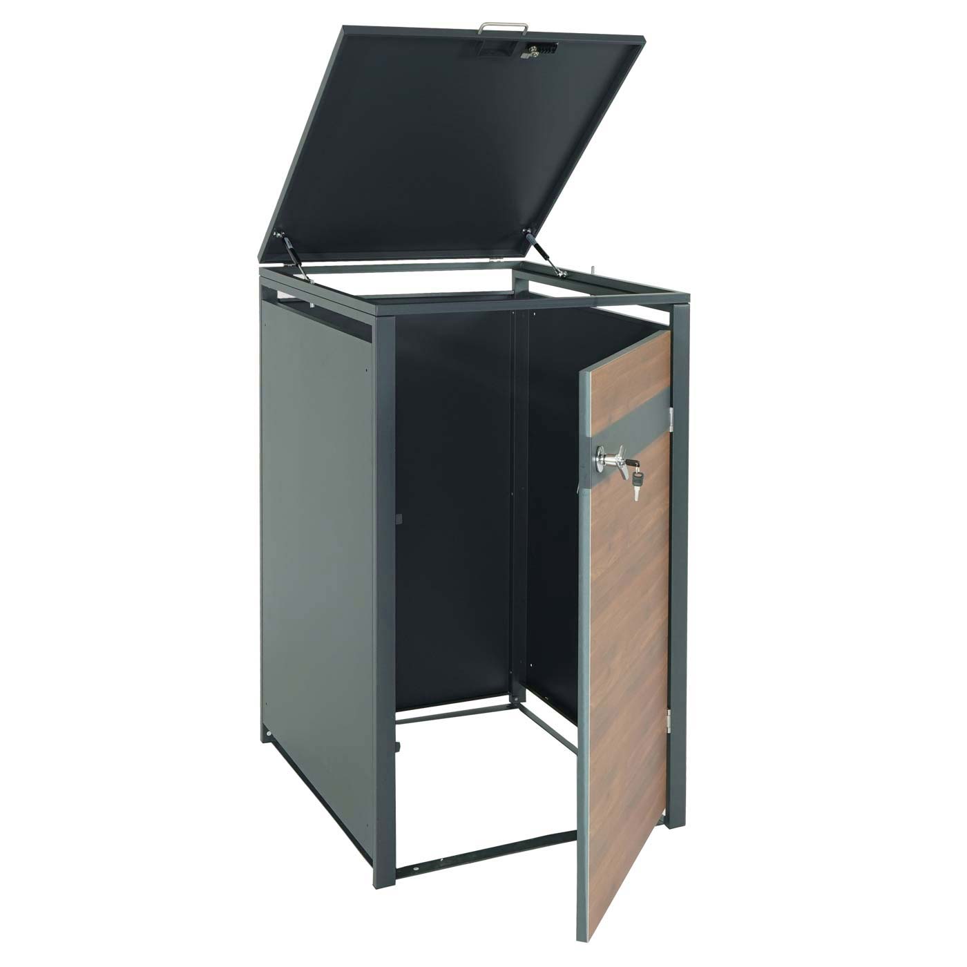Cosmo Casa - XL Afvalcontainerbekleding - Afvalbak - Metaal - Antraciet & Kersenhoutlook - Donkerbruin - 38 kg