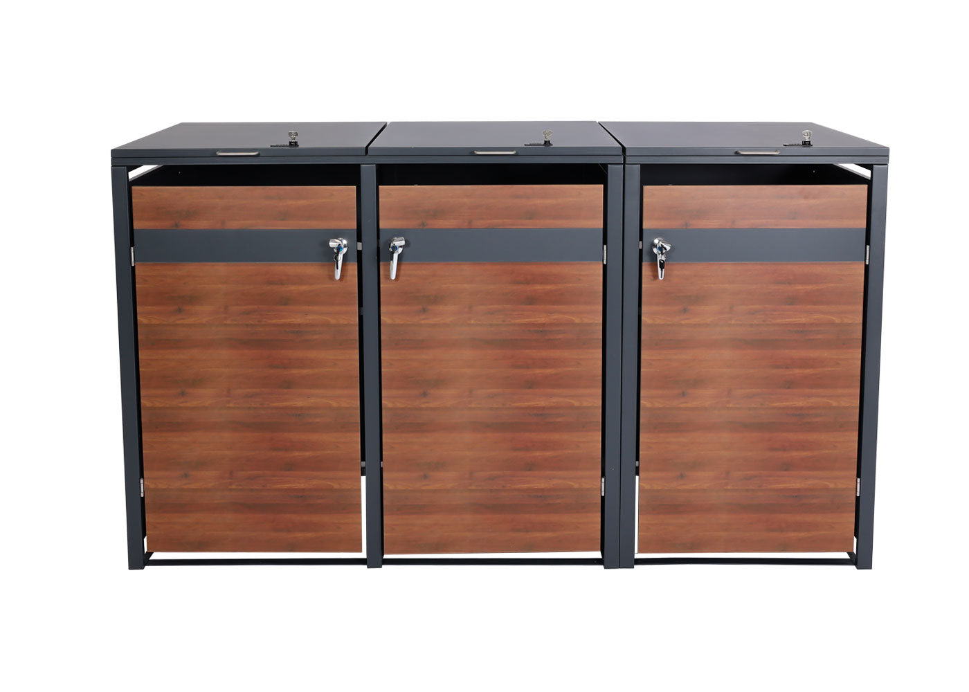 Cosmo Casa - XL Afvalbakbekleding - Afvalcontainerbak - Metaal - Antraciet & Kersenhoutlook - Donkerbruin / 97 kg