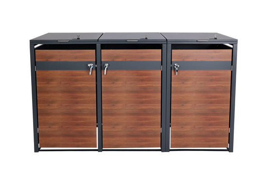 Cosmo Casa - XL Afvalbakbekleding - Afvalcontainerbak - Metaal - Antraciet & Kersenhoutlook - Donkerbruin / 97 kg