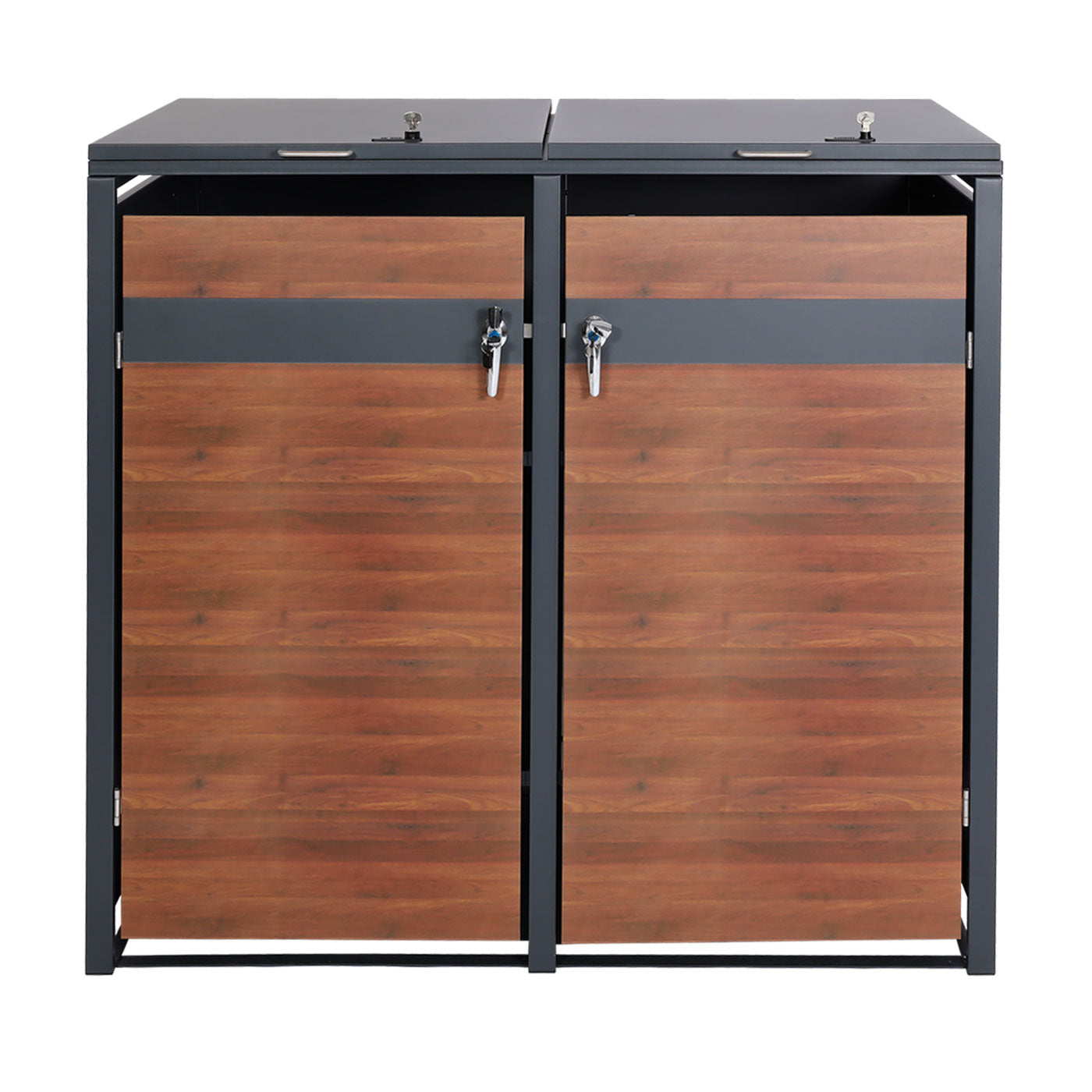 Cosmo Casa - XL Afvalcontainerbekleding - Afvalbak - Metaal - Antraciet & Kersenhoutlook - Donkerbruin - 59 kg