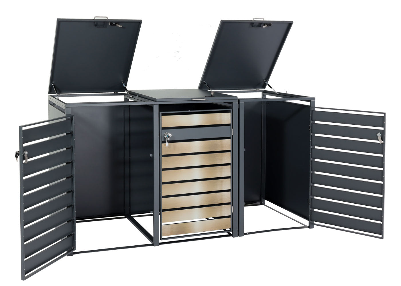 Cosmo Casa - XL Afvalcontainerhoes - Afvalcontainerdoos - Metaal - Antraciet & Goud / 95 kg