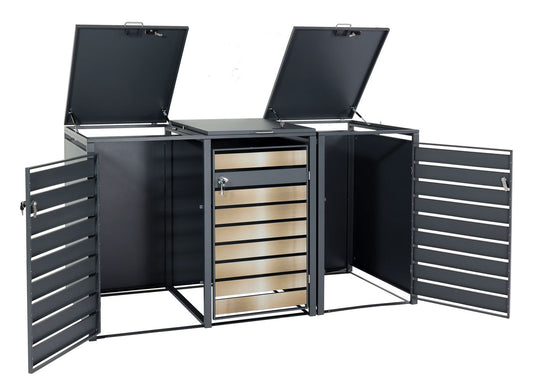 Cosmo Casa - XL Afvalcontainerhoes - Afvalcontainerdoos - Metaal - Antraciet & Goud / 95 kg