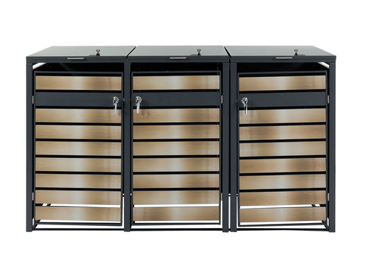 Cosmo Casa - XL Afvalcontainerhoes - Afvalcontainerdoos - Metaal - Antraciet & Goud / 95 kg