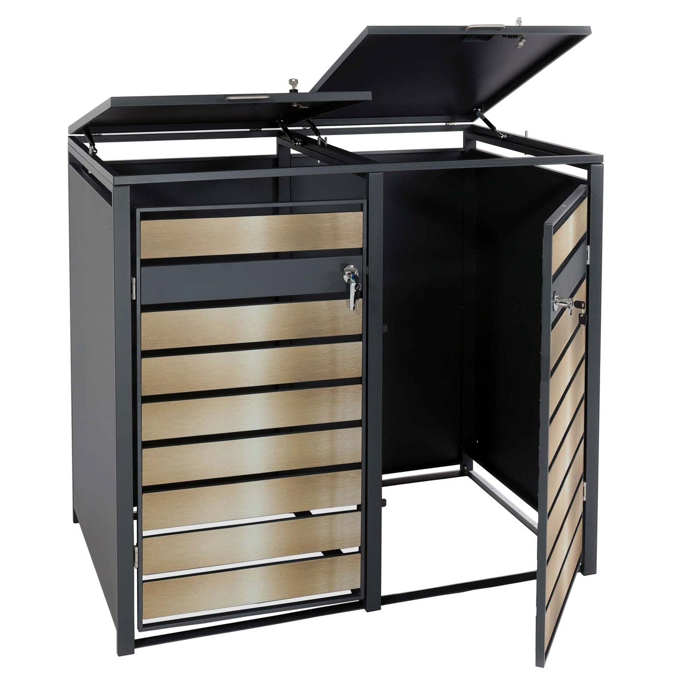 Cosmo Casa - XL Afvalcontainerhoes - Containerdoos - Metaal - 59 kg - Antraciet - Goud