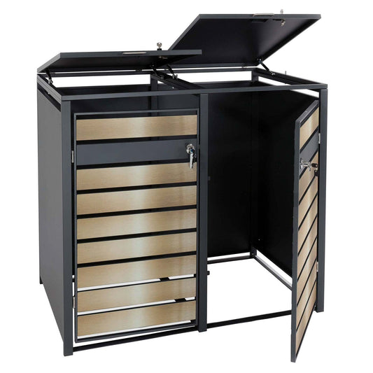 Cosmo Casa - XL Afvalcontainerhoes - Containerdoos - Metaal - 59 kg - Antraciet - Goud