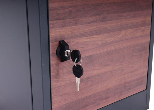 Cosmo Casa - Staande Pakketbrievenbus - L Formaat, Gegalvaniseerd - Metaal & Houtlook - Antraciet & Donkere Houtlook