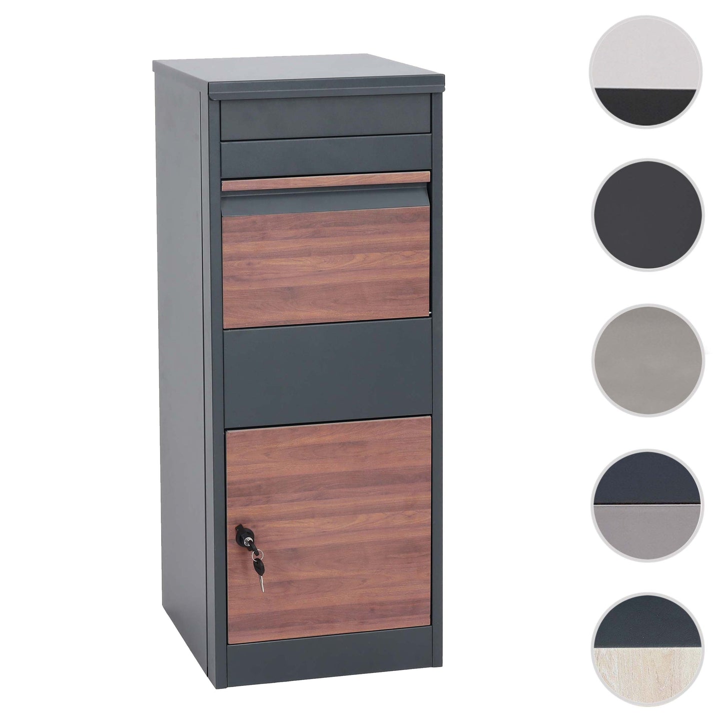 Cosmo Casa - Staande Pakketbrievenbus - L Formaat, Gegalvaniseerd - Metaal & Houtlook - Antraciet & Donkere Houtlook