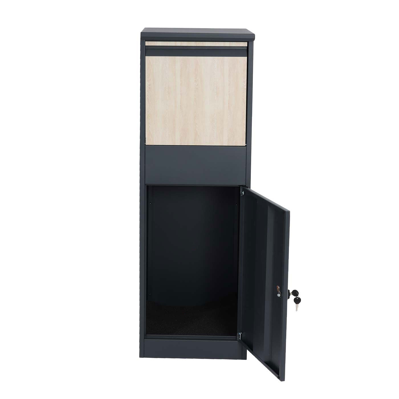 Cosmo Casa - Staande Pakketbrievenbus - XL Formaat, Gegalvaniseerd - Metaal & Houtlook - Antraciet & Licht Houtlook