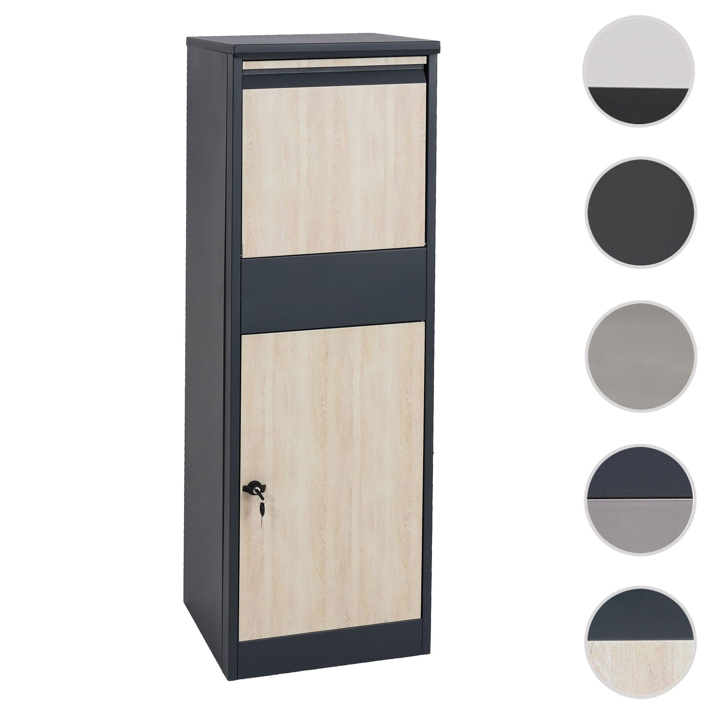 Cosmo Casa - Staande Pakketbrievenbus - XL Formaat, Gegalvaniseerd - Metaal & Houtlook - Antraciet & Licht Houtlook