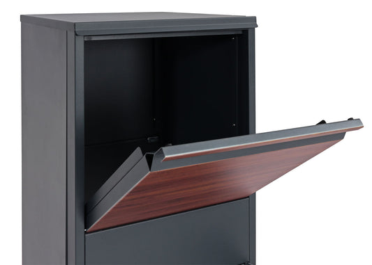 Cosmo Casa - Staande Pakketbrievenbus - L Formaat, Gegalvaniseerd - Metaal & Houtlook - Antraciet & Donkerbruin