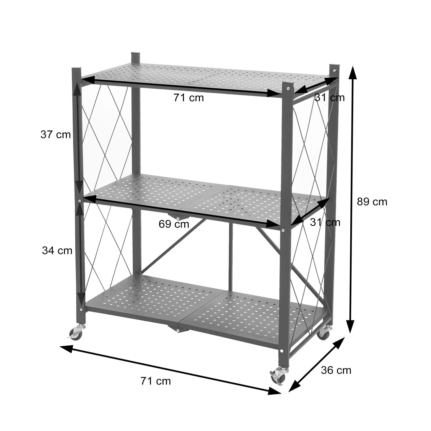 Cosmo Casa - Plank - Opvouwbaar - Staal - Zwart - 3 niveaus