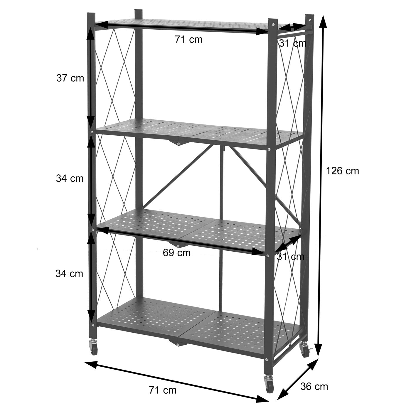 Cosmo Casa - Plank - 4 niveaus - Staal - Zwart