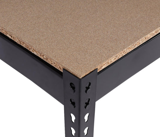 Cosmo Casa - Packstation Werktafel - In Hoogte Verstelbaar met Rolhouder - Hout en Staal - Zwart - 183x183x90cm