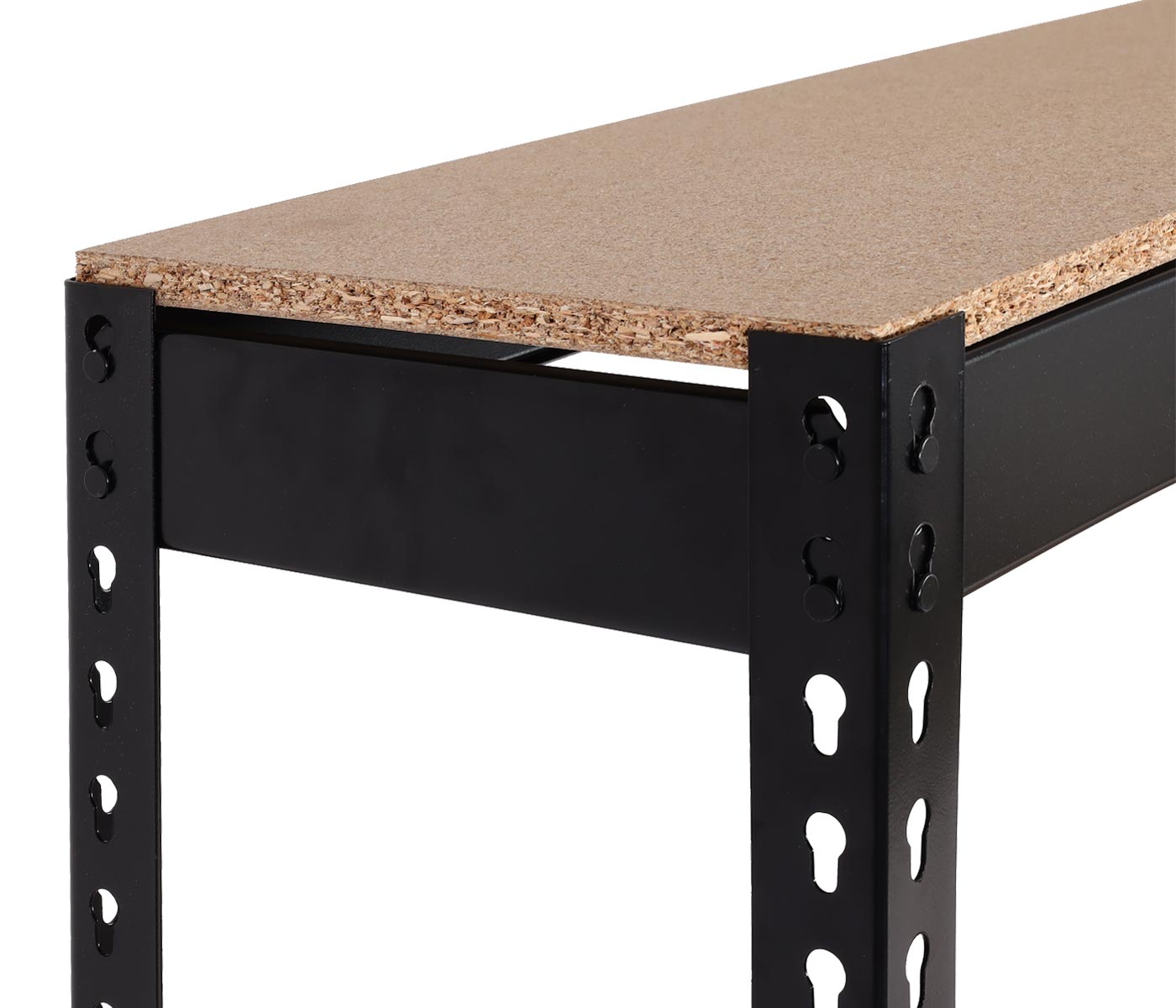 Cosmo Casa - Packstation Werktafel - In Hoogte Verstelbaar met Rolhouder - Hout en Staal - Zwart - 183x183x90cm