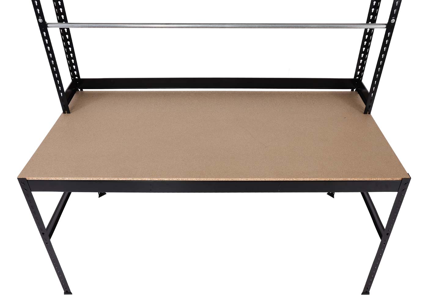 Cosmo Casa - Packstation Werktafel - In Hoogte Verstelbaar met Rolhouder - Hout en Staal - Zwart - 183x183x90cm