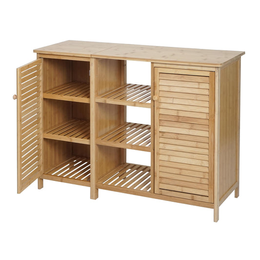 Cosmo Casa - Badkamerkast - Plankladekast / Badkamerplank - 2 Deuren - Bamboe - 87×99×33 cm