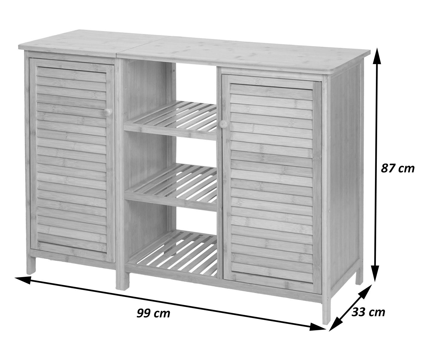 Cosmo Casa - Badkamerkast - Plankladekast / Badkamerplank - 2 Deuren - Bamboe - 87×99×33 cm