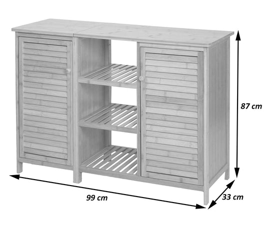 Cosmo Casa - Badkamerkast - Plankladekast / Badkamerplank - 2 Deuren - Bamboe - 87×99×33 cm