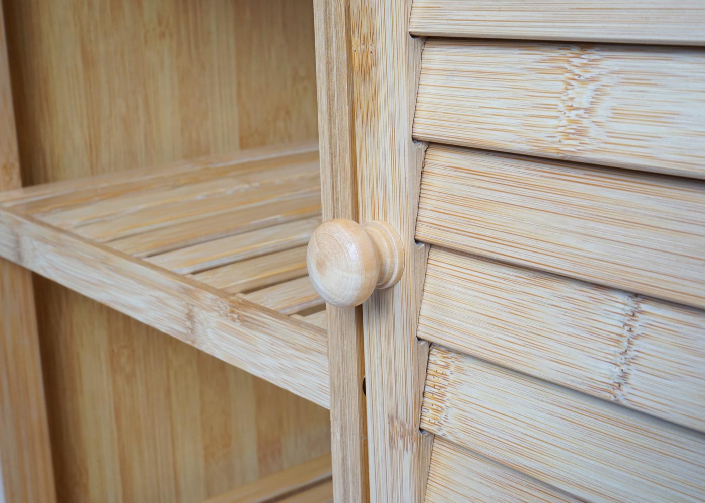 Cosmo Casa - Badkamerkast - Plankladekast / Badkamerplank - 2 Deuren - Bamboe - 87×99×33 cm