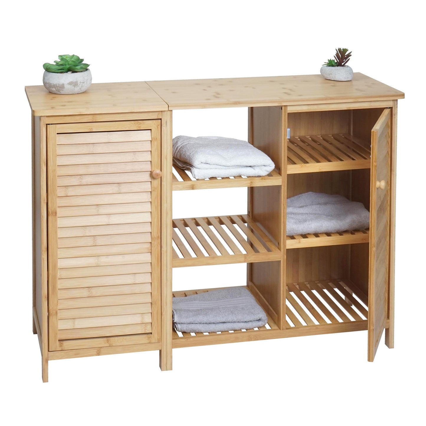 Cosmo Casa - Badkamerkast - Plankladekast / Badkamerplank - 2 Deuren - Bamboe - 87×99×33 cm