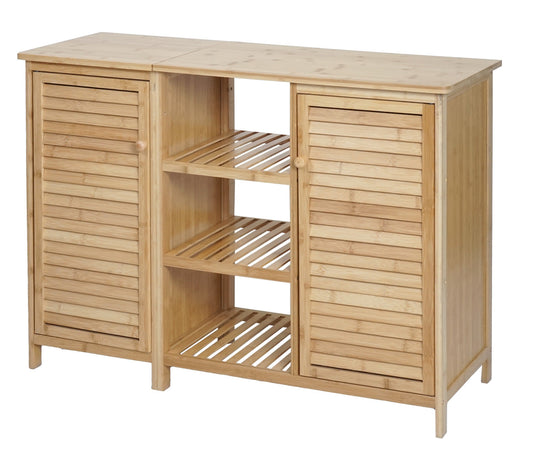 Cosmo Casa - Badkamerkast - Plankladekast / Badkamerplank - 2 Deuren - Bamboe - 87×99×33 cm