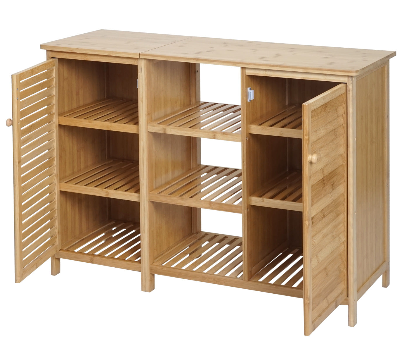 Cosmo Casa - Badkamerkast - Plankladekast / Badkamerplank - 2 Deuren - Bamboe - 87×99×33 cm