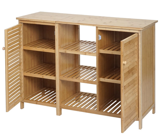 Cosmo Casa - Badkamerkast - Plankladekast / Badkamerplank - 2 Deuren - Bamboe - 87×99×33 cm