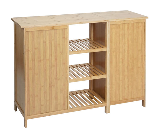 Cosmo Casa - Badkamerkast - Plankladekast / Badkamerplank - 2 Deuren - Bamboe - 87×99×33 cm
