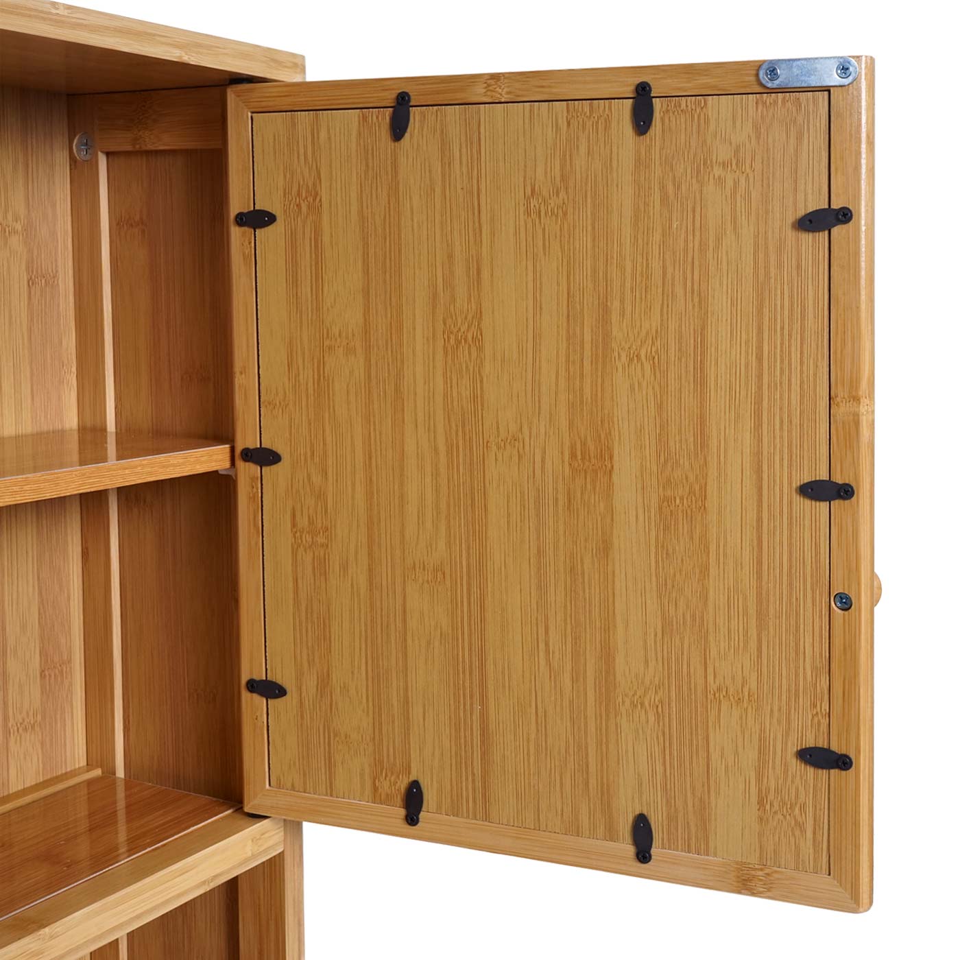 Cosmo Casa - Spiegelkast - Badkamerspiegelkast Hangkast - Bamboe - 3 Planken & 2 Deuren & Spiegel - 62×66×15 cm