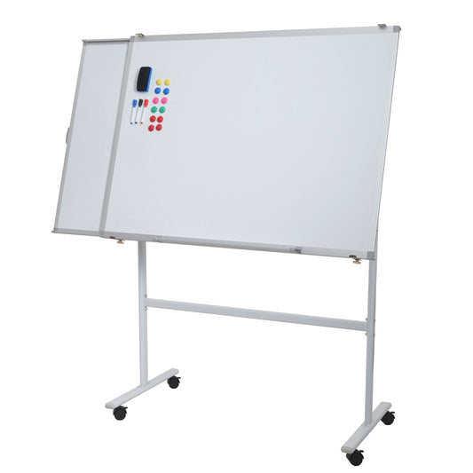 Cosmo Casa - Whiteboard - Uitschuifbaar Magnetisch Memobord & Prikbord - Verrijdbaar & Oprolbaar - 167×186 cm